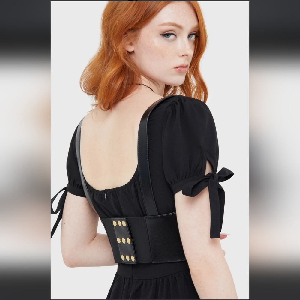 Killstar Black Corset Belt with Gold Accents - Picture 3 of 7